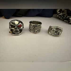 Silver Skull Ring Set